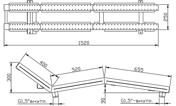 Лежак аэромассажный плитка 140 м3/час 1 1/2" внутр. модель ЛА.02.0 нержавеющая сталь AISI-304