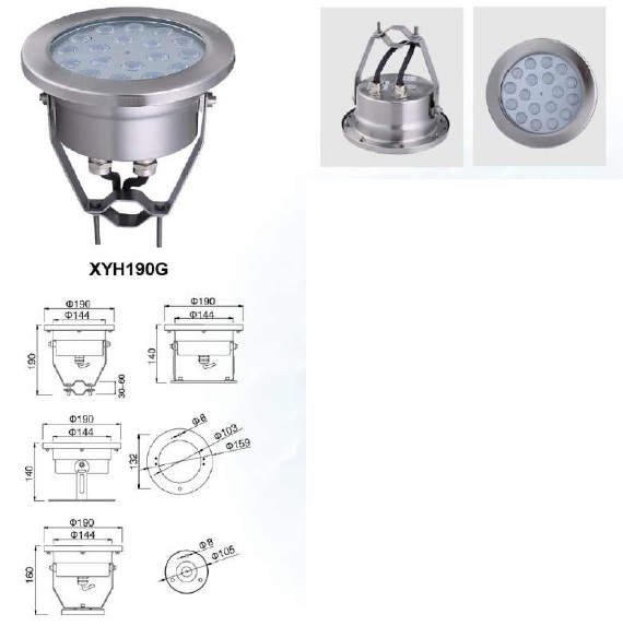����������� ������������ ��������� IP68/ ��������� �� ���������� XYH190G-36W(RGB)